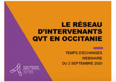 Septembre 2020  Webinaire dchanges du rseau dintervenants QVT en Occitanie